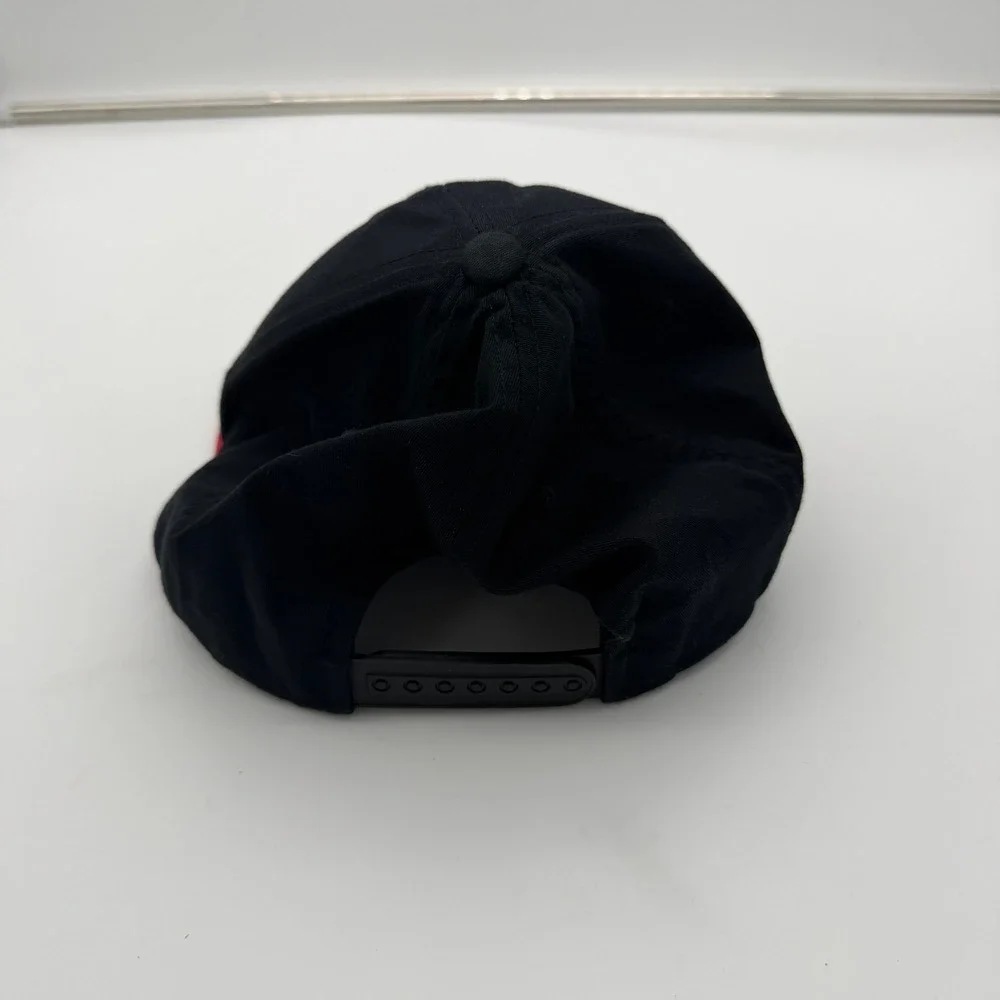 Fox Racing Snapback Hat Black Red Fox Head Logo Embroidered Flat Brim OSFA Cap